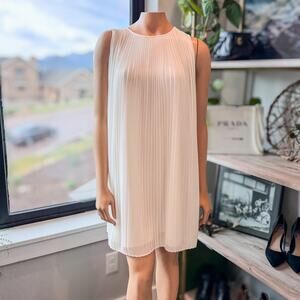 Banana Republic, White/"Snow Day" Pleated Sleeveless Mini Dress-Women’s X-Small